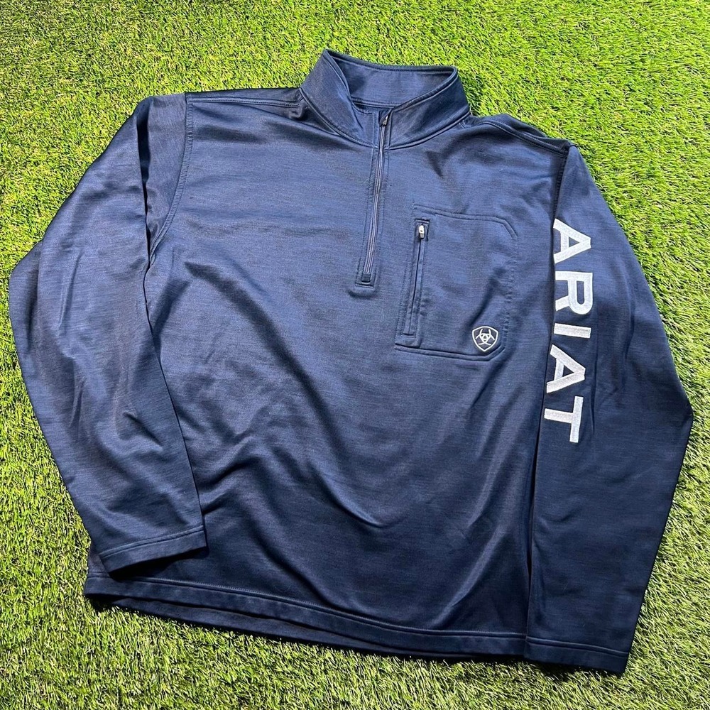 Ariat Tek Team 1/4 Zip Sweatshirt Mid States SMU Navy Mens Medium Western Rodeo